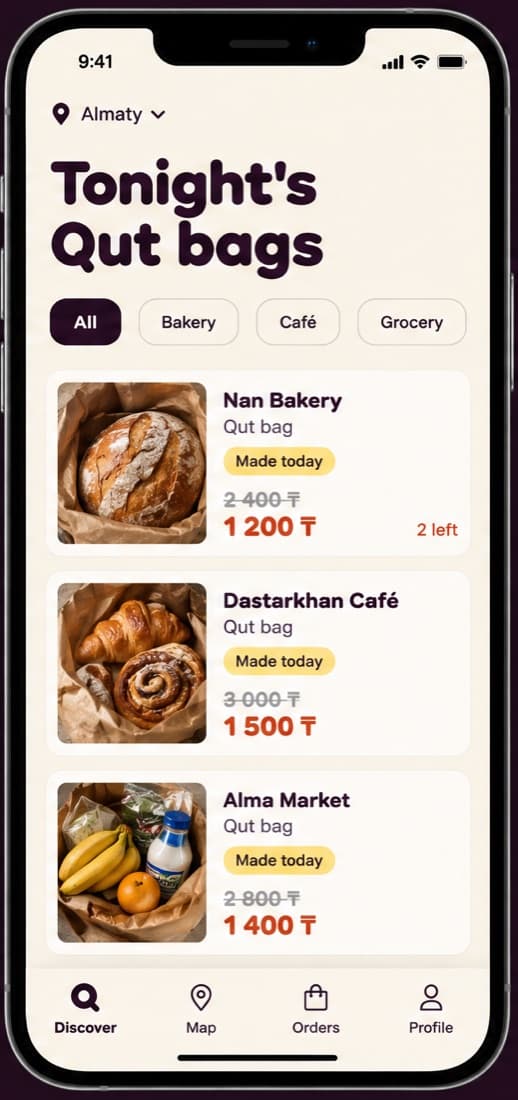The sarqyt app: tonight's Qut bags from Nan Bakery, Dastarkhan Café and Alma Market